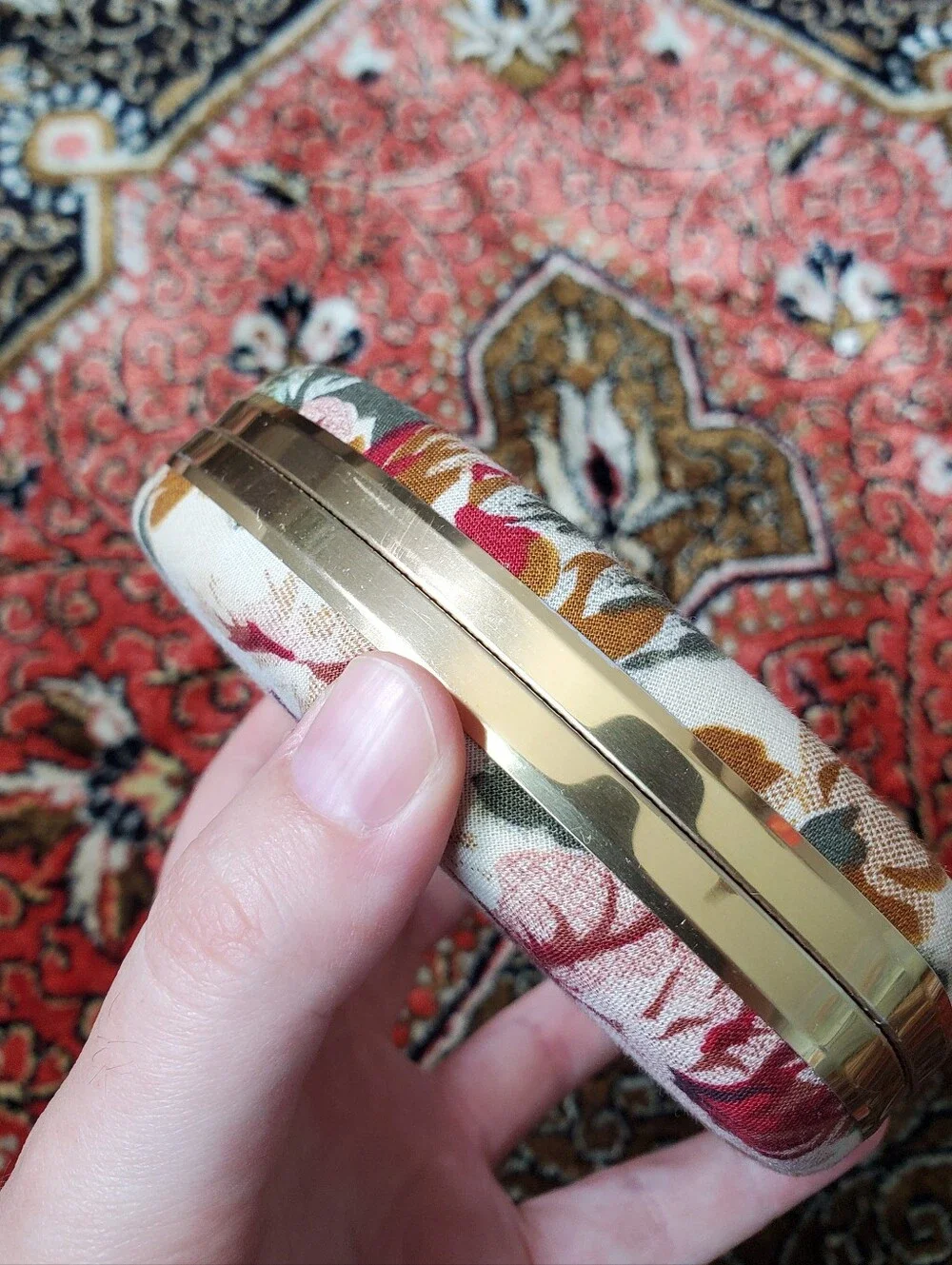 Vintage Floral Fabric Heart Shaped Jewelry Box